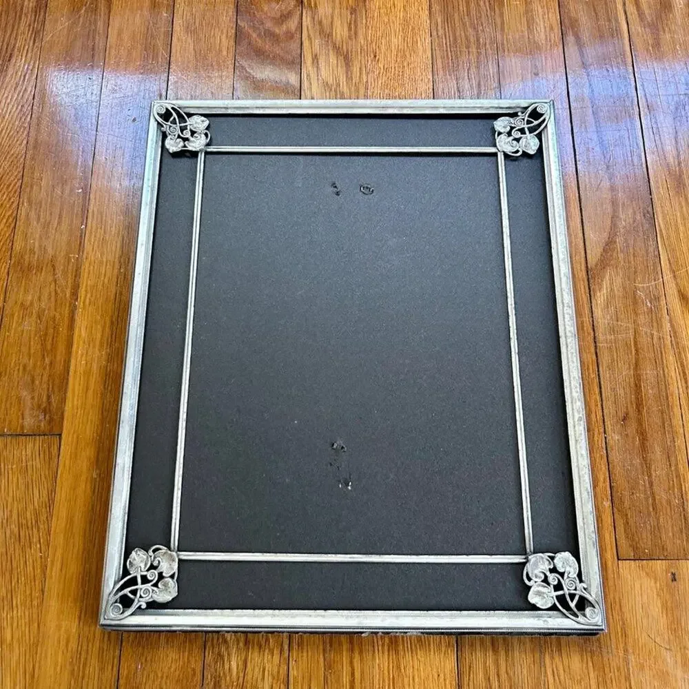 Vintage Silver Plated Repousse Picture Frame NO GLASS with Black & White Photo